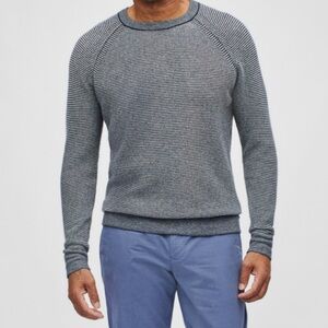 Bonobos Cashmere Waffle Crewneck Sweater (Navy Stripe)